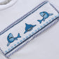 Lil Cactus - White Shark Smocked Tee and Navy Stripe Shorts Set