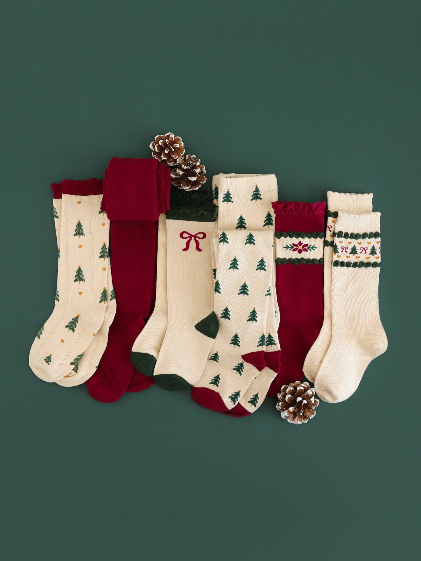Little Stocking Co. - Poinsettia Lace Top Knee High Socks