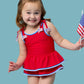 RuffleButts + RuggedButts - Girls Vintage Red Crochet Detail Peplum One Piece Swimsuit
