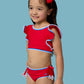 RuffleButts + RuggedButts - Girls Vintage Red Crochet Detail Butterfly Tankini 2-Piece Swimsuit