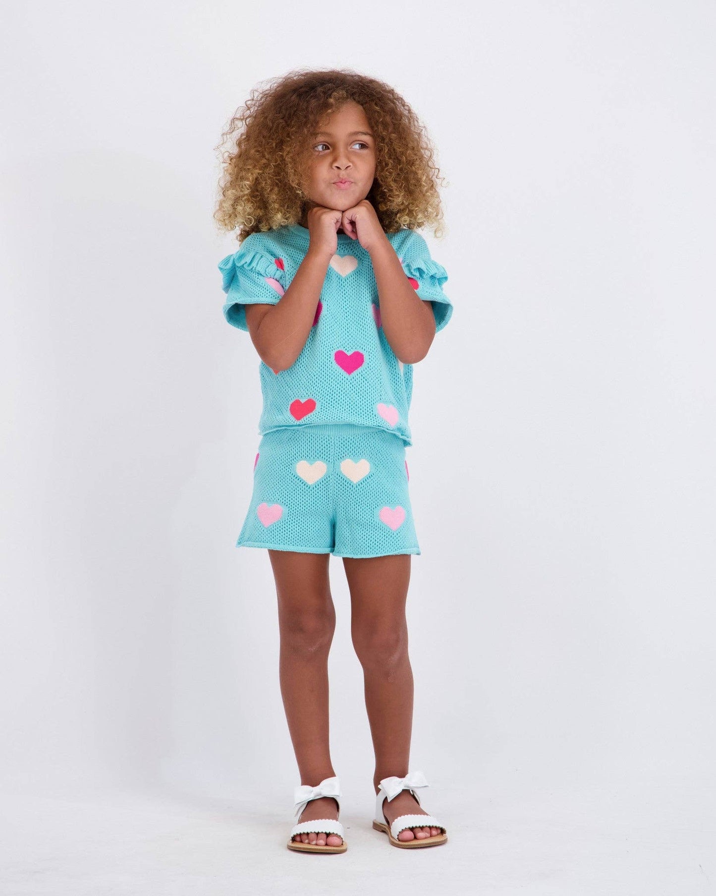 Andy & Evan - Girls Heart Crochet Set | Aqua Hearts