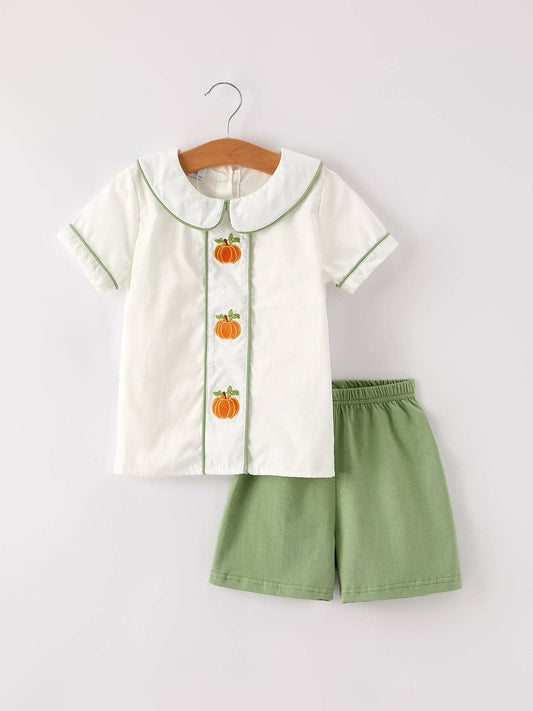 Rylee Faith Designs - Thanksgiving & Halloween Pumpkin Applique Boy's Set