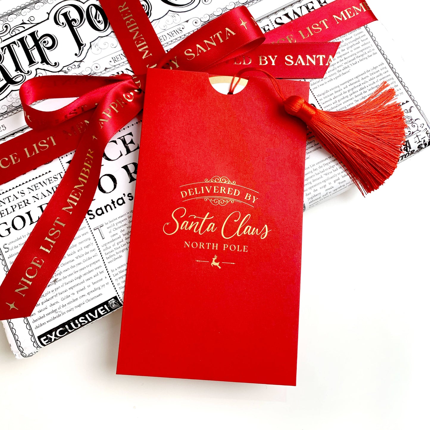 Black Bow Studio - Santa's Sleigh Delivery Receipt Christmas Gift Tag