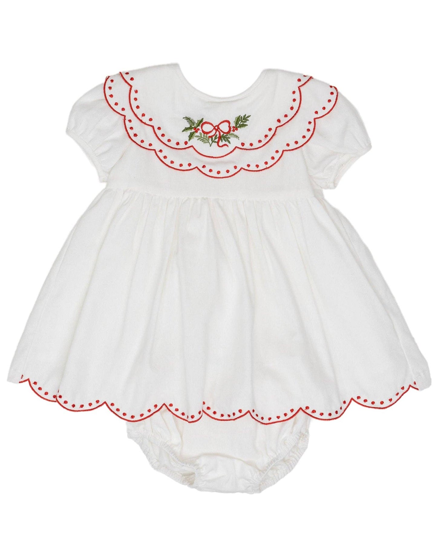 The Oaks Apparel Company - Carol White Holly Wreath Bloomer Set