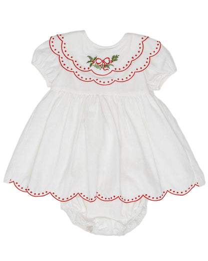 The Oaks Apparel Company - Carol White Holly Wreath Bloomer Set