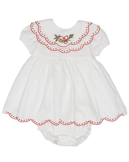 The Oaks Apparel Company - Carol White Holly Wreath Bloomer Set