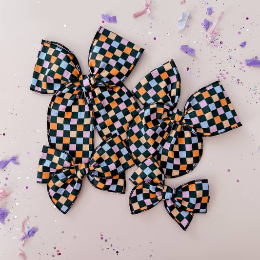 Tiny Wonders Bows - Halloween Checkered