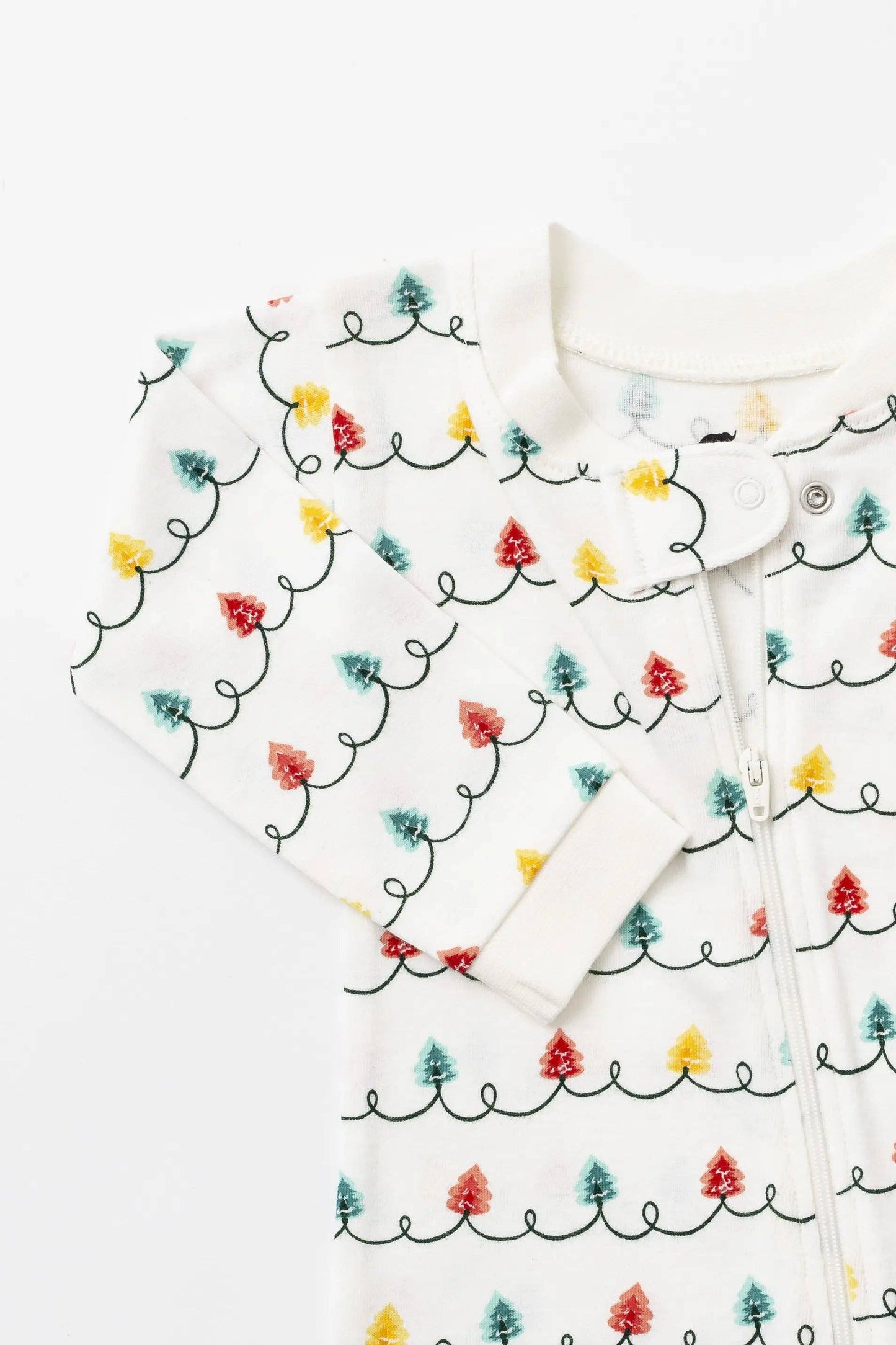 Monica + Andy - Holiday One-Piece Baby Pajamas_Holiday Tree Lights