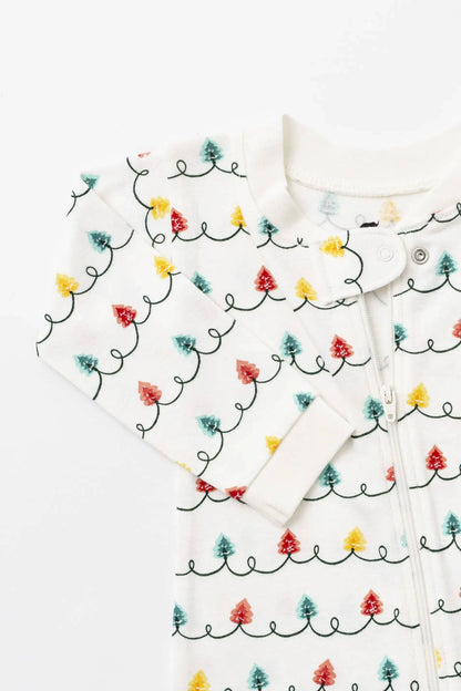 Monica + Andy - Holiday One-Piece Baby Pajamas_Holiday Tree Lights