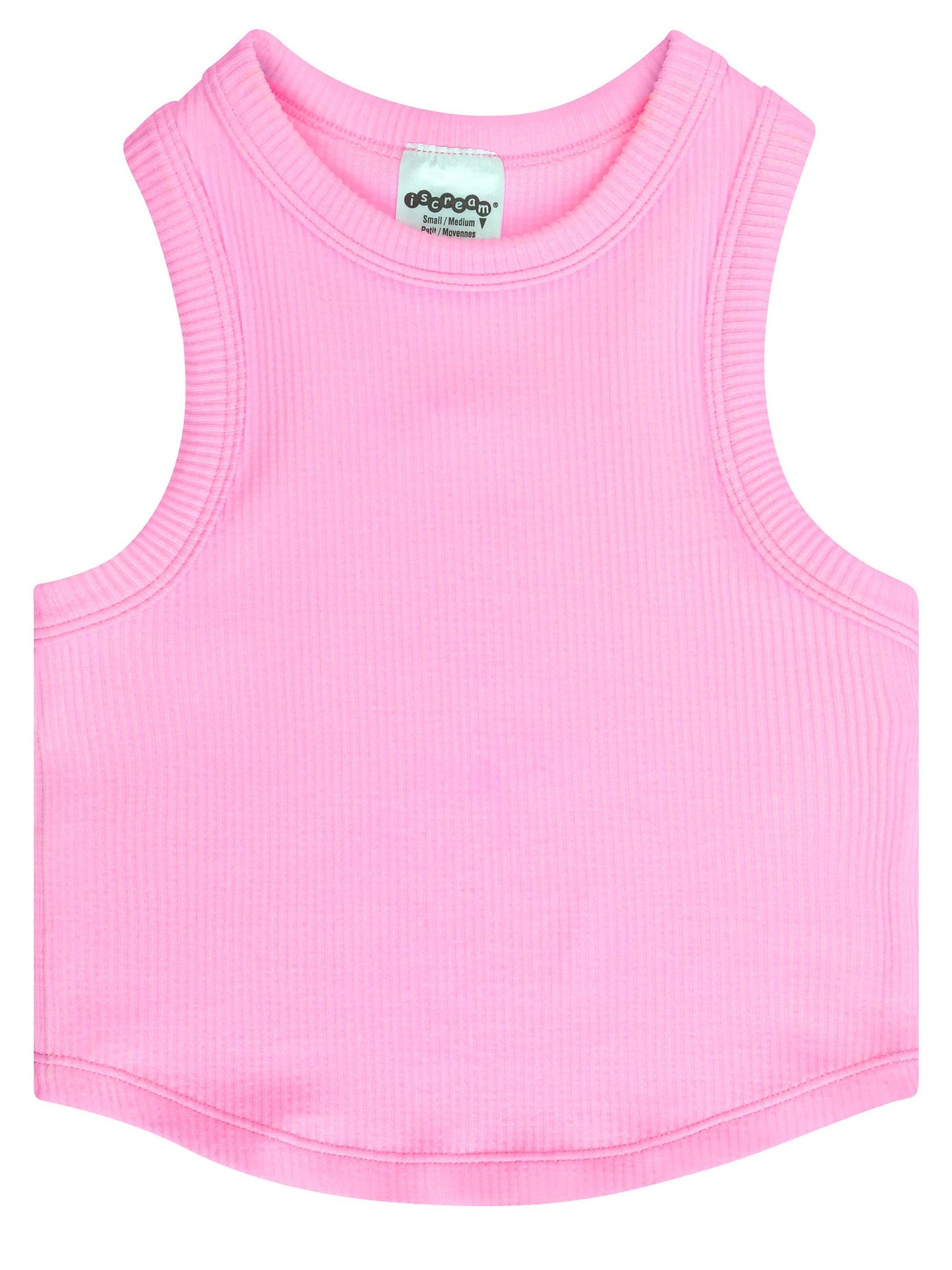 Iscream - Rose Cropped Ribbed Racerback Tank Top (Youth S/M (7-10))