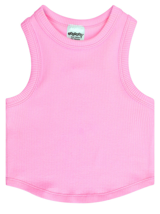 Iscream - Rose Cropped Ribbed Racerback Tank Top (Youth S/M (7-10))