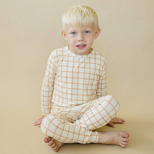Little Joy Co. - Burnt Orange Plaid 2pc Kids Bamboo Pajamas Fall Halloween