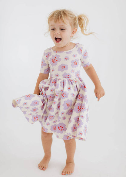 Good Apples Kids - Short Sleeve Twirl Dress in Lavender Blooms Pre-sale