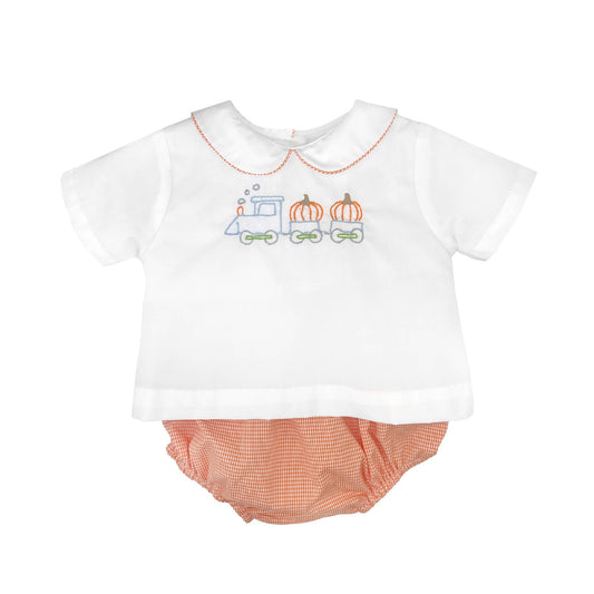 Petit Ami & Zubels - Pumpkin Train Embroidered Diaper Set