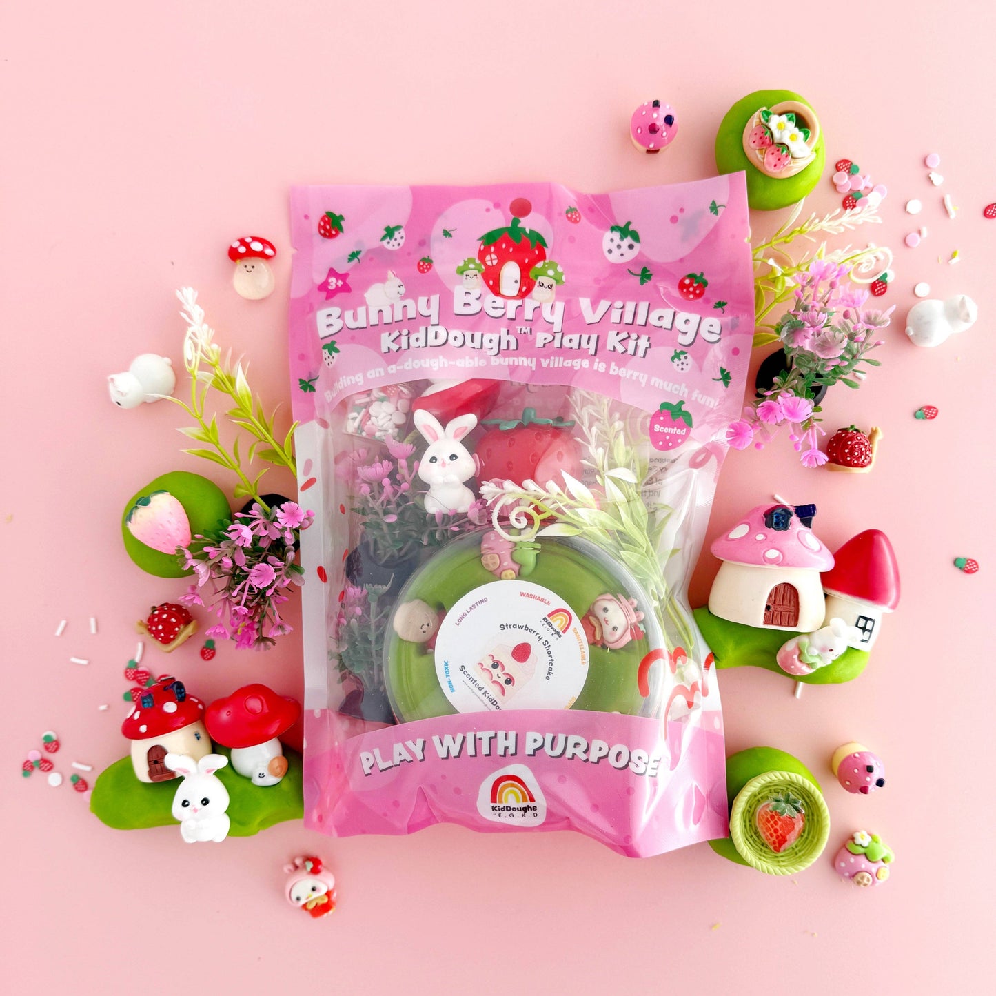 Earth Grown KidDoughs (KidDoughs by EGKD) - Bunny Berry Village KidDough Play Kit