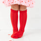 Little Stocking Co. - Bright Red Scalloped Knee High Socks