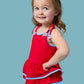 RuffleButts + RuggedButts - Girls Vintage Red Crochet Detail Peplum One Piece Swimsuit