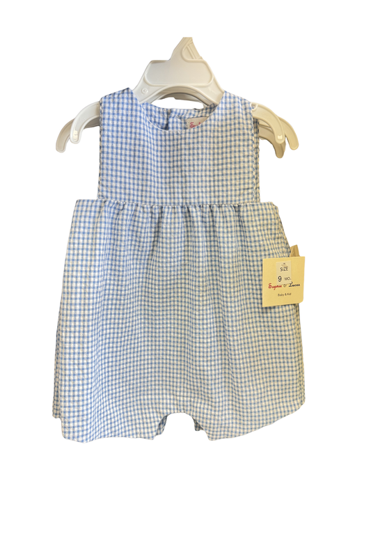 Sophie & Lucas Girl - Gingham Overall Blue