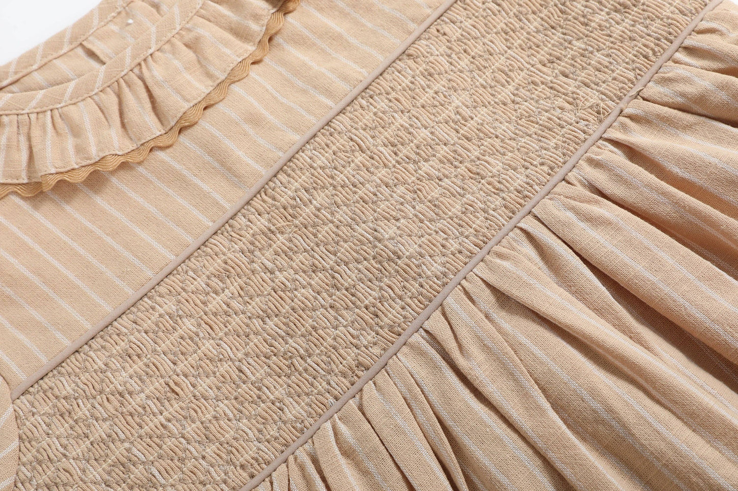 Lil Cactus - Light Brown Smocked Ruffle Dress
