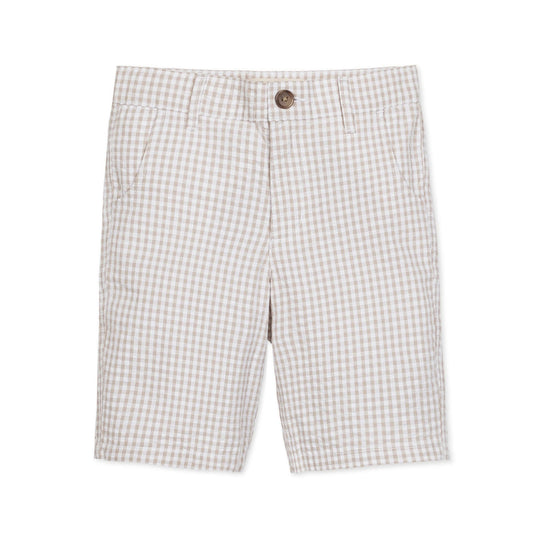 Hope and Henry - Organic Seersucker Short Taupe Gingham