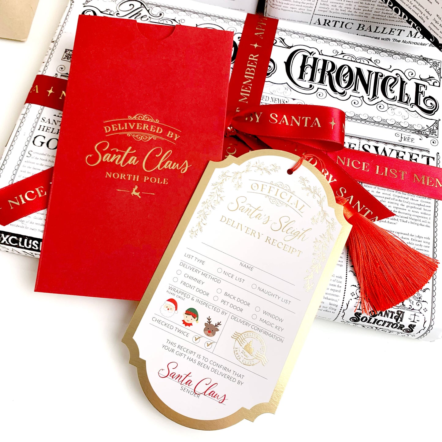 Black Bow Studio - Santa's Sleigh Delivery Receipt Christmas Gift Tag