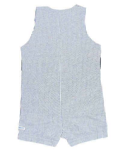 Baby Boys Blue Seersucker Classic Jon Jon Romper