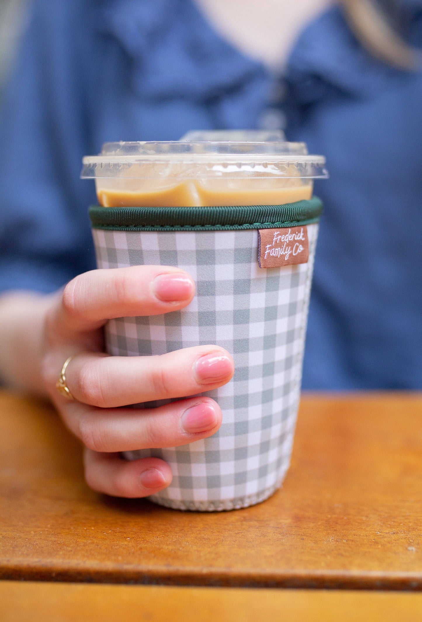 Frederick Family Co. - Iced Coffee Sleeve, Cute Reusable  Cup Holder Drink Sleeve, Coffee Lover Gift, Cold Drink Sleeve for Iced Coffee Cups