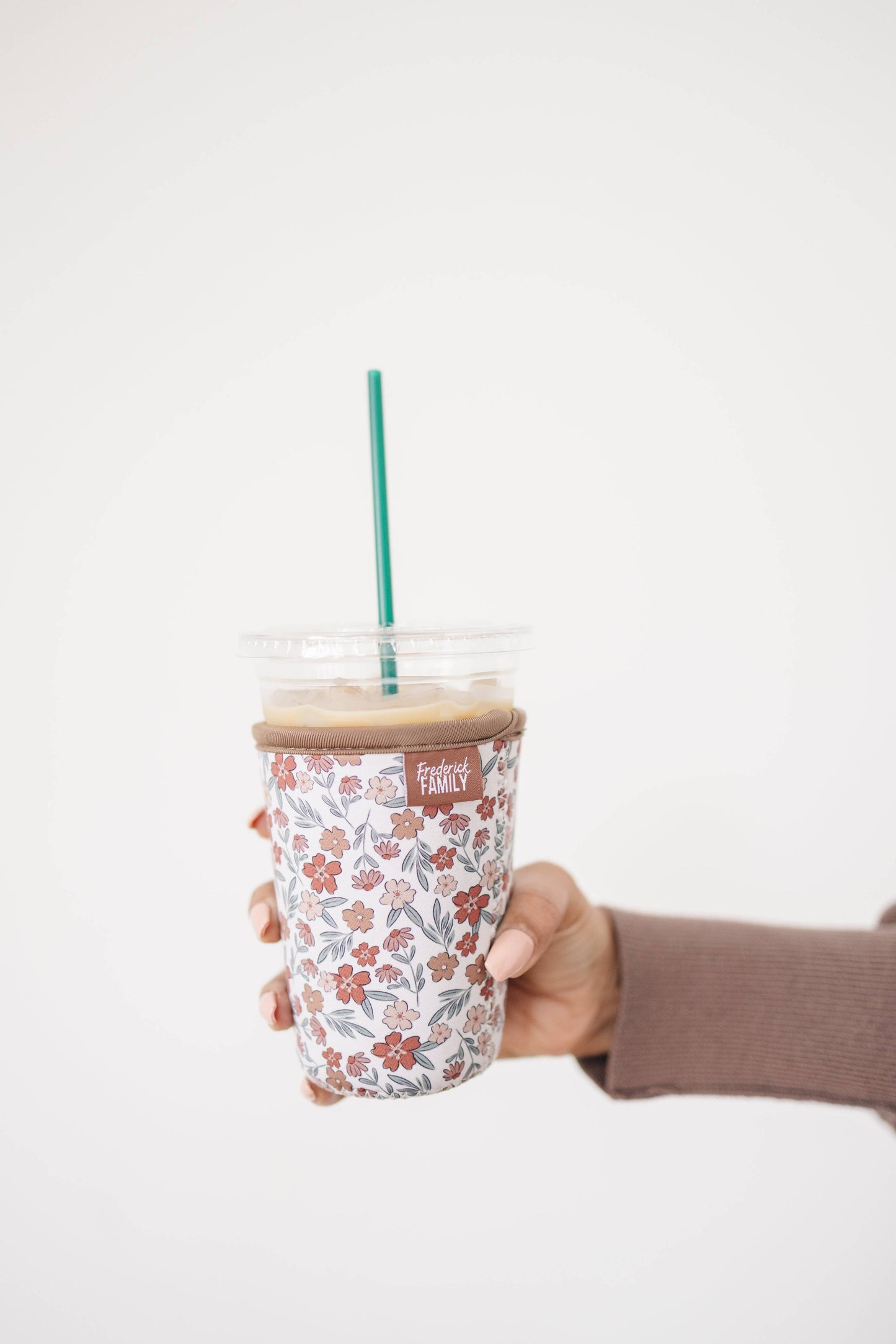 Frederick Family Co. - Iced Coffee Sleeve, Cute Reusable  Cup Holder Drink Sleeve, Coffee Lover Gift, Cold Drink Sleeve for Iced Coffee Cups