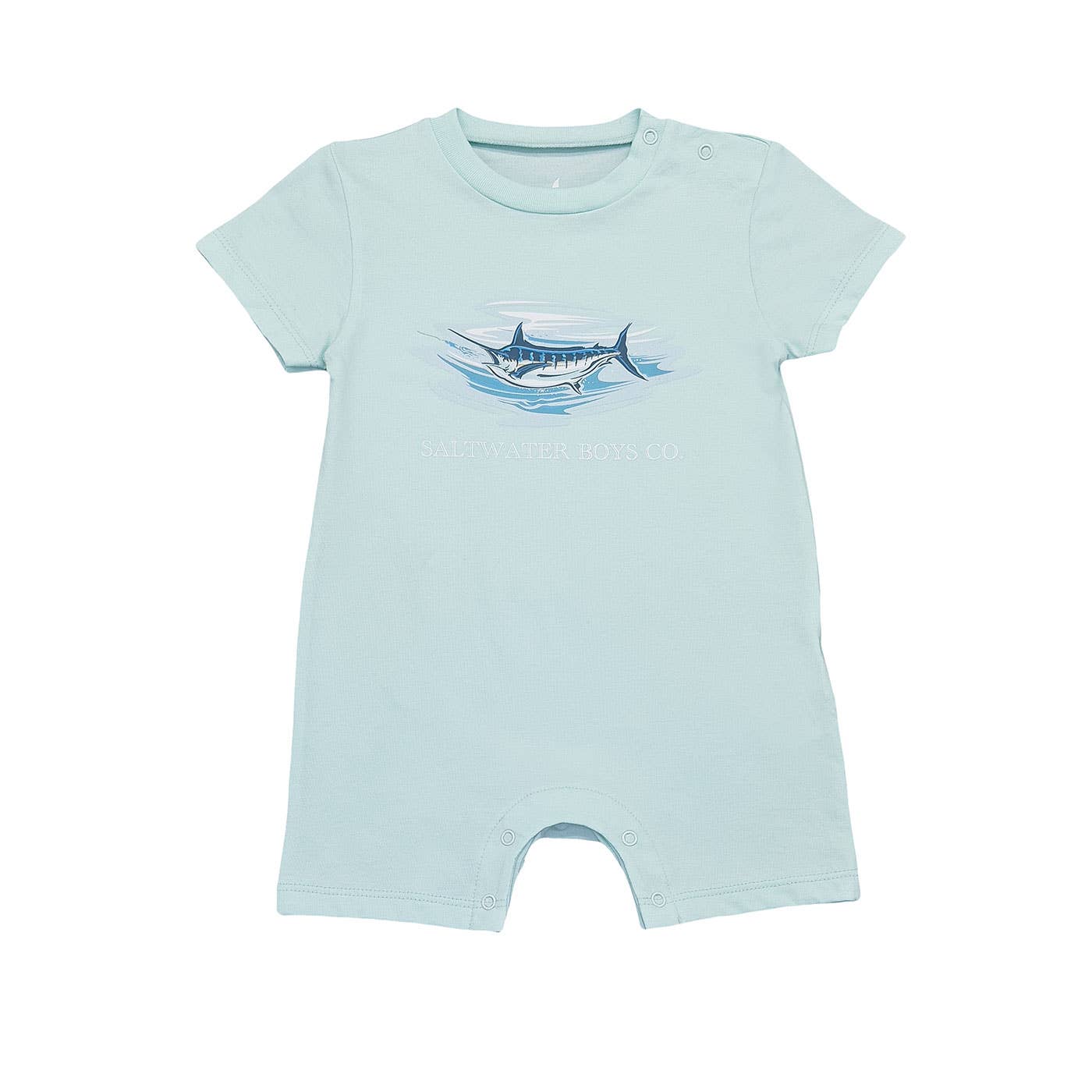 Saltwater Boys Company - Boys Marlin SS Graphic Tee Romper- Aqua