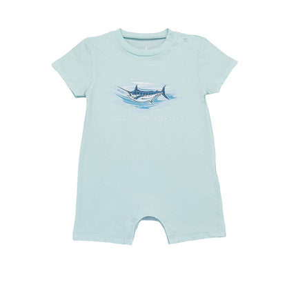 Saltwater Boys Company - Boys Marlin SS Graphic Tee Romper- Aqua