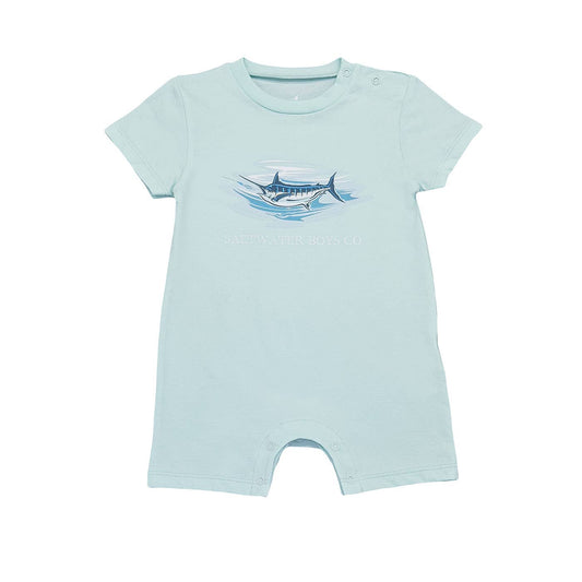 Saltwater Boys Company - Boys Marlin SS Graphic Tee Romper- Aqua