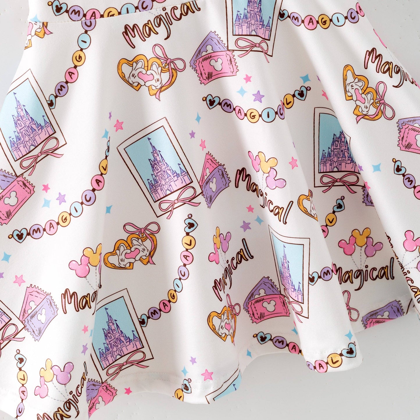 Auraquise - Girls Summer Cartoon Cute Magical Printed Party Outfits