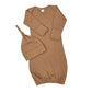 MONAG - Organic Long Sleeve Baby gown and knotted Beanie Gift Set