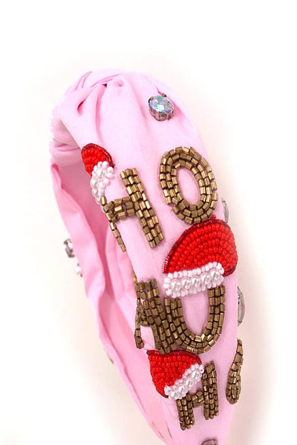 JOSSLYN by wall to wall - HO HO HO CHRISTMAS HOLIDAY SEED BEAD HEADBAND | 91H5240