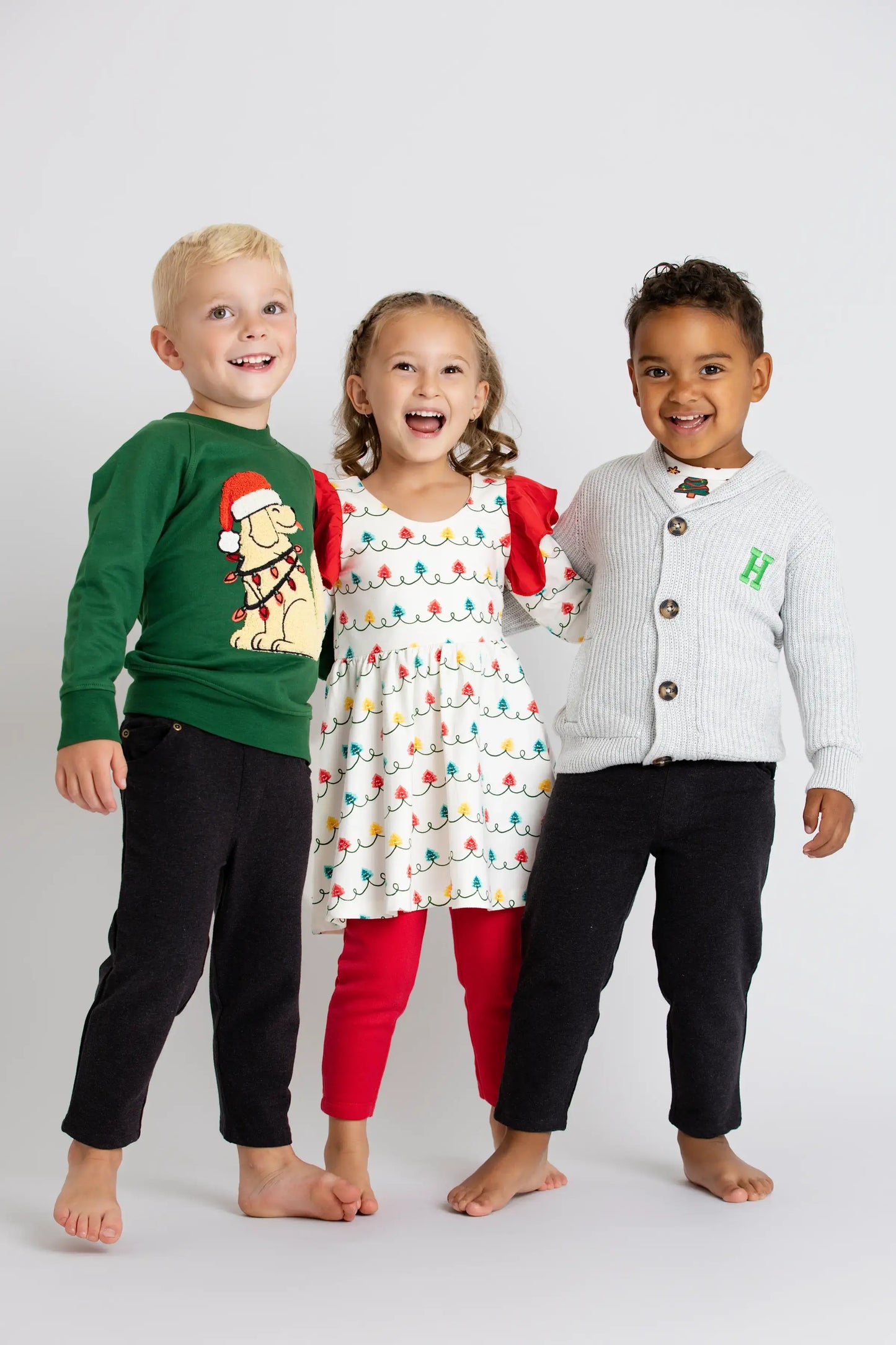 Monica + Andy - Holiday Double Ruffle Let's Dance Dress_Holiday Tree Lights