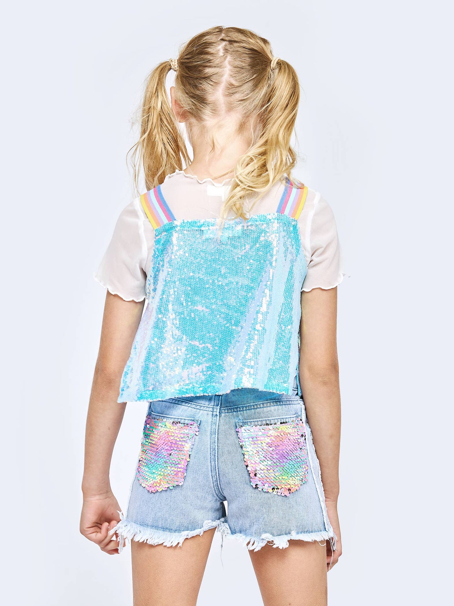 Hannah Banana , Baby Sara - DENIM SHORTS W/ SEQUIN DISTRESS