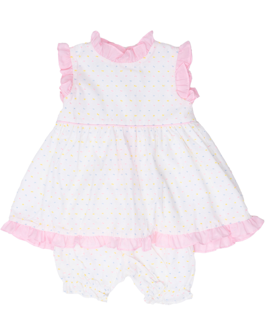 The Oaks Apparel Company - Reagan Pastel Swiss Dot Bloomer Set