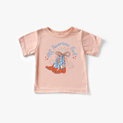 Benny & Ray Apparel - All American Girl Cowboy Boots 4th of July Shirt