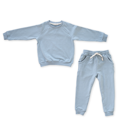 bug + bean kids - French Terry Sweatshirt + Jogger Matching Set | Dusty Blue