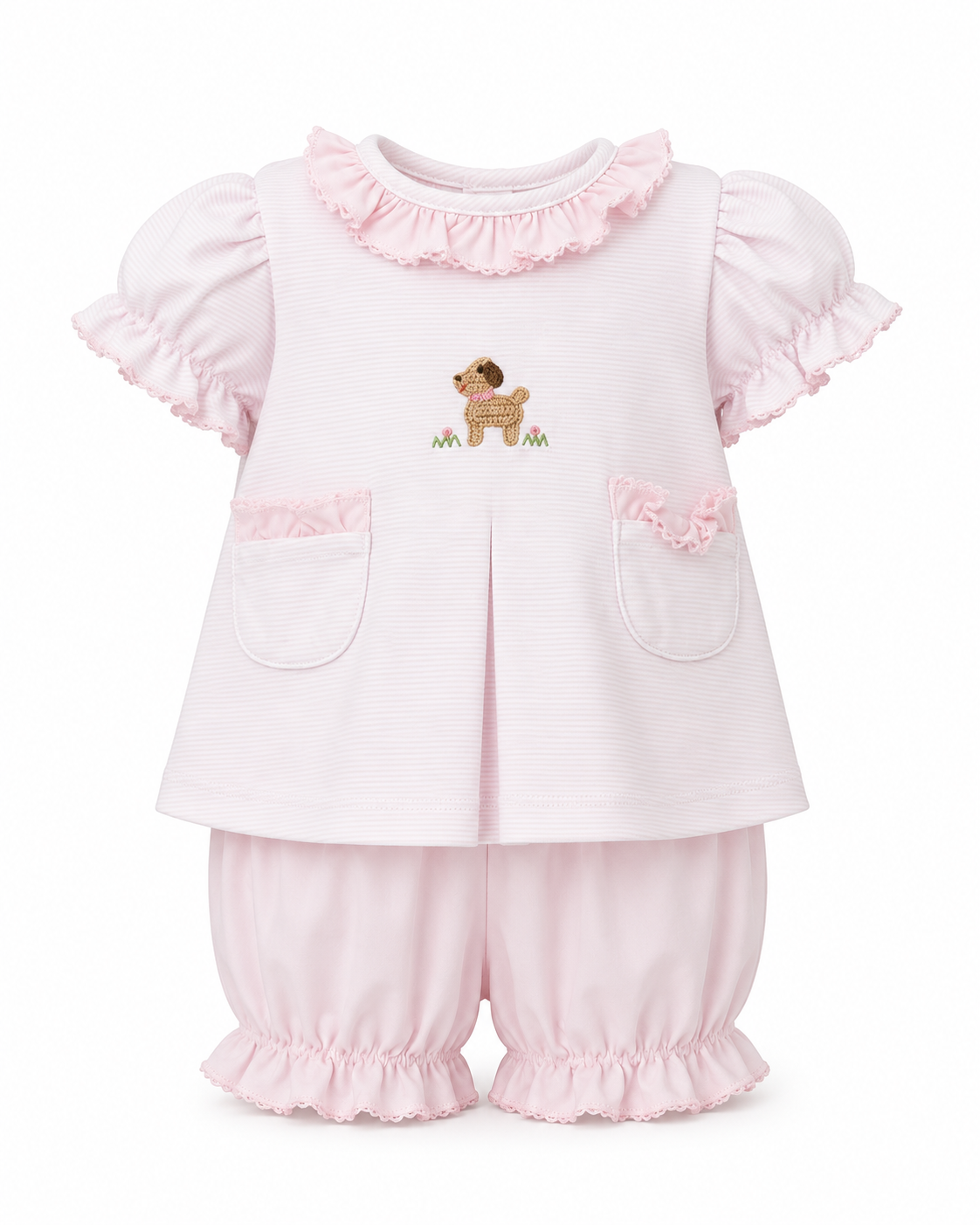 Pink knit stripe Bloomer set