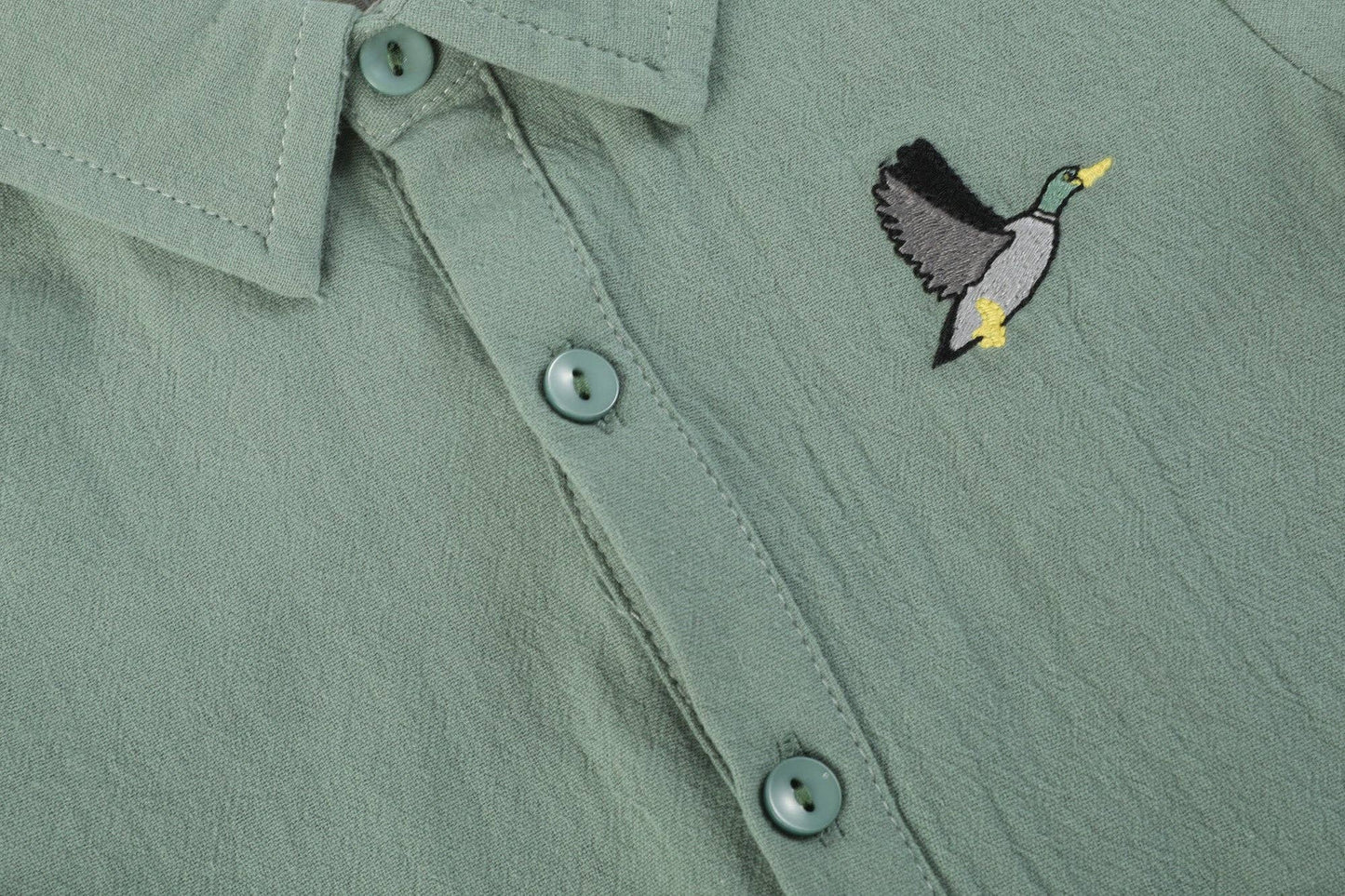 Lil Cactus - Sage Green Mallard Boys Dress Shirt
