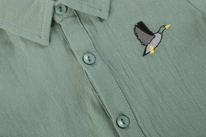 Lil Cactus - Sage Green Mallard Boys Dress Shirt
