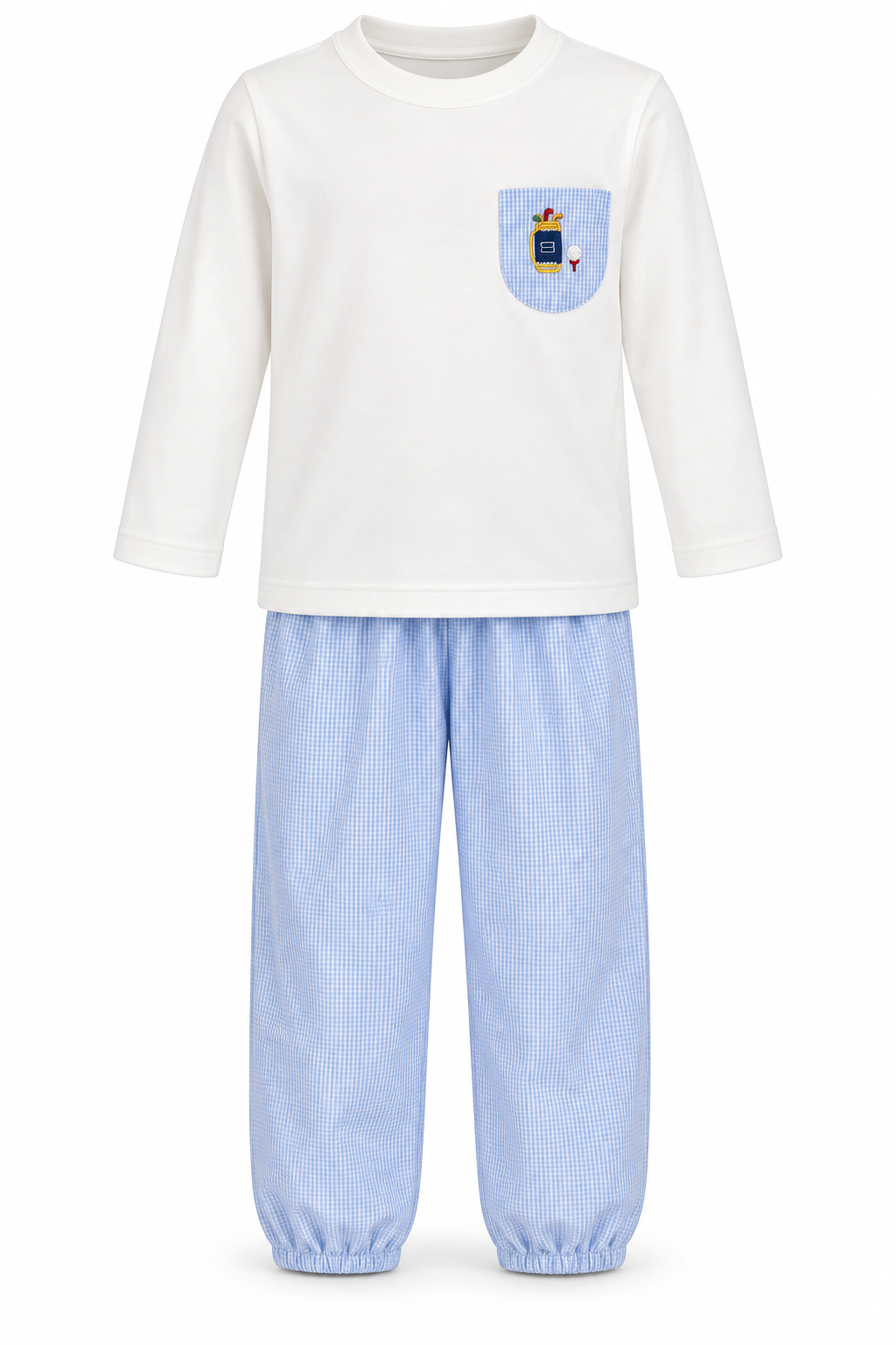 Blue check knit Boy's Pant Set