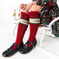 Little Stocking Co. - Poinsettia Lace Top Knee High Socks