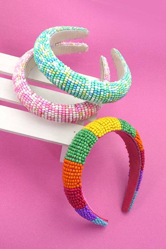 JOSSLYN by wall to wall - COLORFUL SEED BEADED HEADBAND | 40HB126