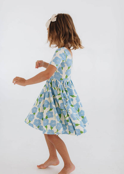 Good Apples Kids - Short Sleeve Twirl Dress in Blue Garden Pre-sale