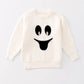 Auraquise - Girls Fall Halloween White Black Ghost Cute Sweater