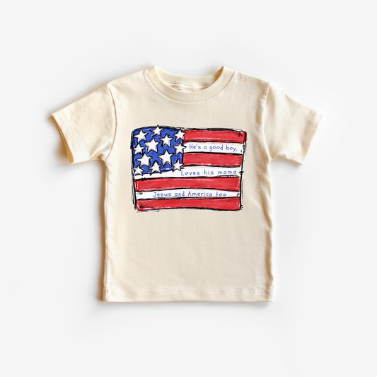 Benny & Ray Apparel - Good Boy Loves Jesus and America Too Boy 4th of July Shirt