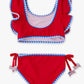 RuffleButts + RuggedButts - Girls Vintage Red Crochet Detail Butterfly Tankini 2-Piece Swimsuit