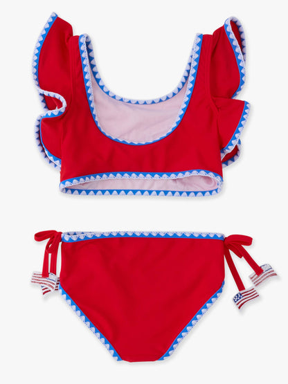 RuffleButts + RuggedButts - Girls Vintage Red Crochet Detail Butterfly Tankini 2-Piece Swimsuit